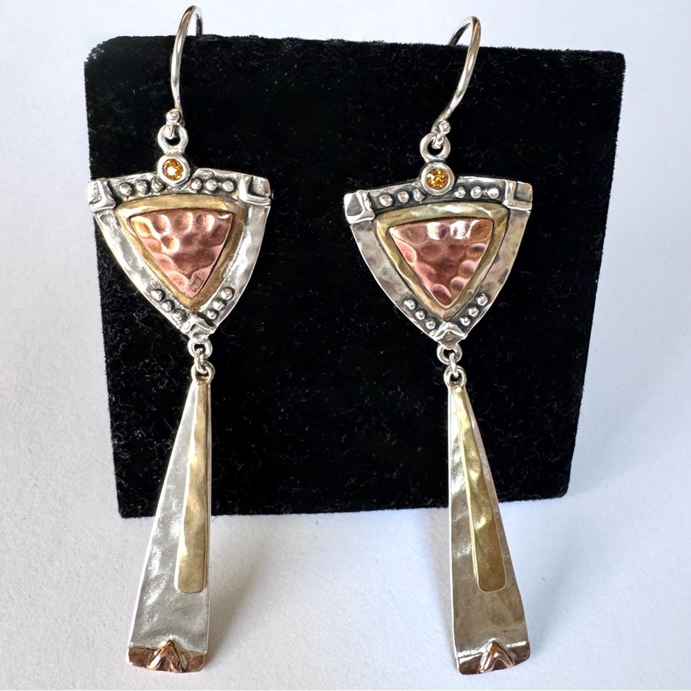 NEW SILPADA Earrings Sterling Silver 2.5” Drop Mixed Metal NEW IN BOX